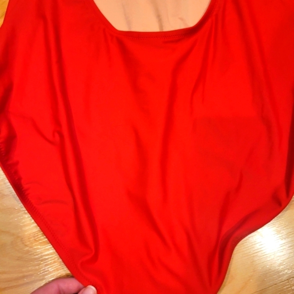 J. Crew Red One-Piece V-neck Full Coverage Swimsuit Size 16 DD - Picture 5 of 9